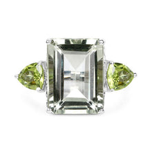 Load image into Gallery viewer, 11.90 Carat Genuine Green Amethyst and Peridot .925 Sterling Silver Ring
