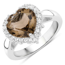 Load image into Gallery viewer, 3.48 Carat Genuine Smoky Quartz and White Topaz .925 Sterling Silver Ring

