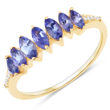 Load image into Gallery viewer, 0.76 Carat Genuine Tanzanite and White Diamond 14K Yellow Gold Ring
