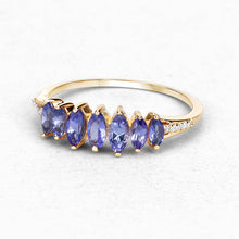 Load image into Gallery viewer, 0.76 Carat Genuine Tanzanite and White Diamond 14K Yellow Gold Ring
