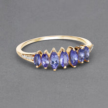 Load image into Gallery viewer, 0.76 Carat Genuine Tanzanite and White Diamond 14K Yellow Gold Ring
