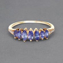 Load image into Gallery viewer, 0.76 Carat Genuine Tanzanite and White Diamond 14K Yellow Gold Ring
