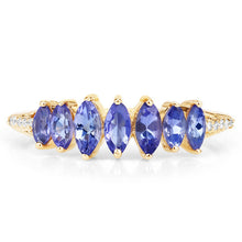 Load image into Gallery viewer, 0.76 Carat Genuine Tanzanite and White Diamond 14K Yellow Gold Ring
