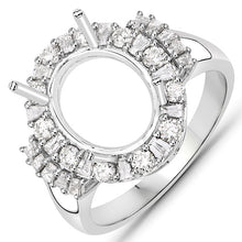 Load image into Gallery viewer, 0.83 Carat Genuine White Diamond 14K White Gold Semi Mount Ring - holds 11x9mm Oval Gemstone
