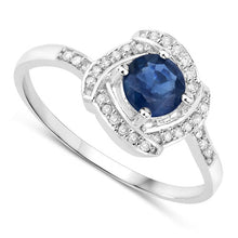 Load image into Gallery viewer, 0.73 Carat Genuine Blue Sapphire and White Diamond 14K White Gold Ring

