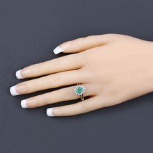 Load image into Gallery viewer, 1.22 Carat Genuine Zambian Emerald and White Diamond 10K White Gold Ring
