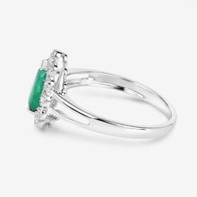 Load image into Gallery viewer, 1.22 Carat Genuine Zambian Emerald and White Diamond 10K White Gold Ring
