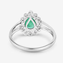 Load image into Gallery viewer, 1.22 Carat Genuine Zambian Emerald and White Diamond 10K White Gold Ring
