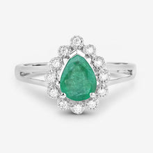 Load image into Gallery viewer, 1.22 Carat Genuine Zambian Emerald and White Diamond 10K White Gold Ring
