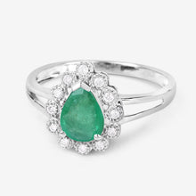Load image into Gallery viewer, 1.22 Carat Genuine Zambian Emerald and White Diamond 10K White Gold Ring
