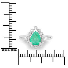 Load image into Gallery viewer, 1.22 Carat Genuine Zambian Emerald and White Diamond 10K White Gold Ring
