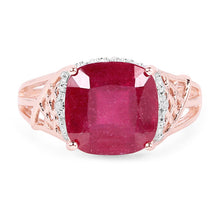 Load image into Gallery viewer, 14K Rose Gold Plated 5.54 Carat Genuine Glass Filled Ruby &amp; White Topaz .925 Sterling Silver Ring
