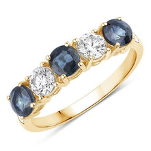 Load image into Gallery viewer, 1.31 Carat Genuine Blue Sapphire and Lab Grown Diamond 14K Yellow Gold Ring

