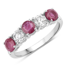 Load image into Gallery viewer, 1.40 Carat Genuine Ruby and Lab Grown Diamond 14K White Gold Ring
