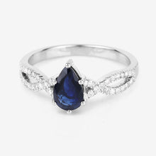 Load image into Gallery viewer, 1.14 Carat Genuine Blue Sapphire and White Diamond 14K White Gold Ring
