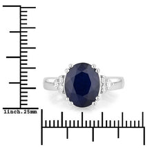 Load image into Gallery viewer, 4.50 Carat Genuine Blue Sapphire and White Diamond 14K White Gold Ring
