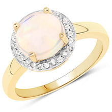 Load image into Gallery viewer, 0.95 Carat Genuine Ethiopian Opal and White Topaz .925 Sterling Silver Ring
