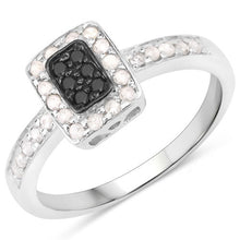 Load image into Gallery viewer, 0.35 Carat Genuine Black Diamond and White Diamond .925 Sterling Silver Ring
