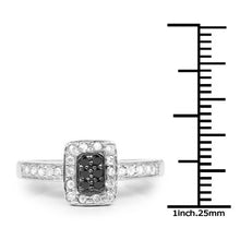 Load image into Gallery viewer, 0.35 Carat Genuine Black Diamond and White Diamond .925 Sterling Silver Ring
