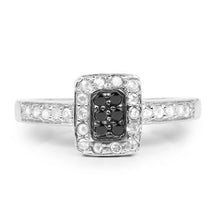 Load image into Gallery viewer, 0.35 Carat Genuine Black Diamond and White Diamond .925 Sterling Silver Ring

