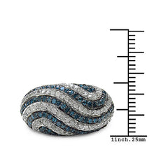 Load image into Gallery viewer, 1.34 Carat Genuine Blue Diamond &amp; White Diamond .925 Sterling Silver Ring
