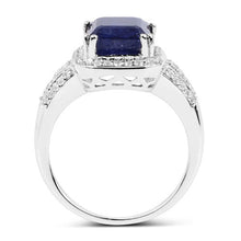 Load image into Gallery viewer, 4.80 Carat Glass Filled Sapphire and White Topaz .925 Sterling Silver Ring
