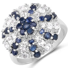 Load image into Gallery viewer, 1.78 Carat Genuine Blue Sapphire &amp; White Topaz .925 Sterling Silver Ring
