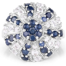 Load image into Gallery viewer, 1.78 Carat Genuine Blue Sapphire &amp; White Topaz .925 Sterling Silver Ring
