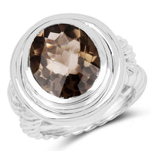 Load image into Gallery viewer, 6.59 Carat Genuine Smoky Quartz .925 Sterling Silver Ring

