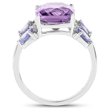 Load image into Gallery viewer, 5.53 Carat Genuine Amethyst, Tanzanite &amp; White Topaz .925 Sterling Silver Ring
