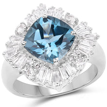 Load image into Gallery viewer, 5.19 Carat Genuine London Blue Topaz &amp; White Topaz .925 Sterling Silver Ring
