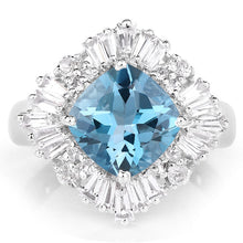 Load image into Gallery viewer, 5.19 Carat Genuine London Blue Topaz &amp; White Topaz .925 Sterling Silver Ring
