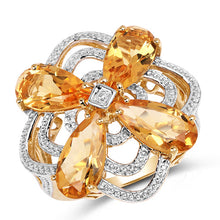 Load image into Gallery viewer, 14K Yellow Gold Plated 8.80 Carat Genuine Citrine .925 Sterling Silver Ring
