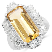 Load image into Gallery viewer, 9.13 Carat Genuine Citrine &amp; White Topaz .925 Sterling Silver Ring
