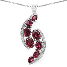Load image into Gallery viewer, 7.29 Carat Genuine Rhodolite &amp; White Topaz .925 Sterling Silver Pendant
