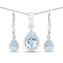 Load image into Gallery viewer, 2.00 Carat Genuine Blue Topaz and White Topaz .925 Sterling Silver Jewelry Set
