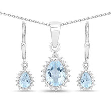 Load image into Gallery viewer, 2.00 Carat Genuine Blue Topaz and White Topaz .925 Sterling Silver Jewelry Set
