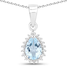 Load image into Gallery viewer, 2.00 Carat Genuine Blue Topaz and White Topaz .925 Sterling Silver Jewelry Set
