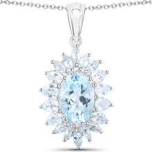 Load image into Gallery viewer, 19.18 Carat Genuine Blue Topaz .925 Sterling Silver 3 Piece Jewelry Set (Ring, Earrings, and Pendant w/ Chain)
