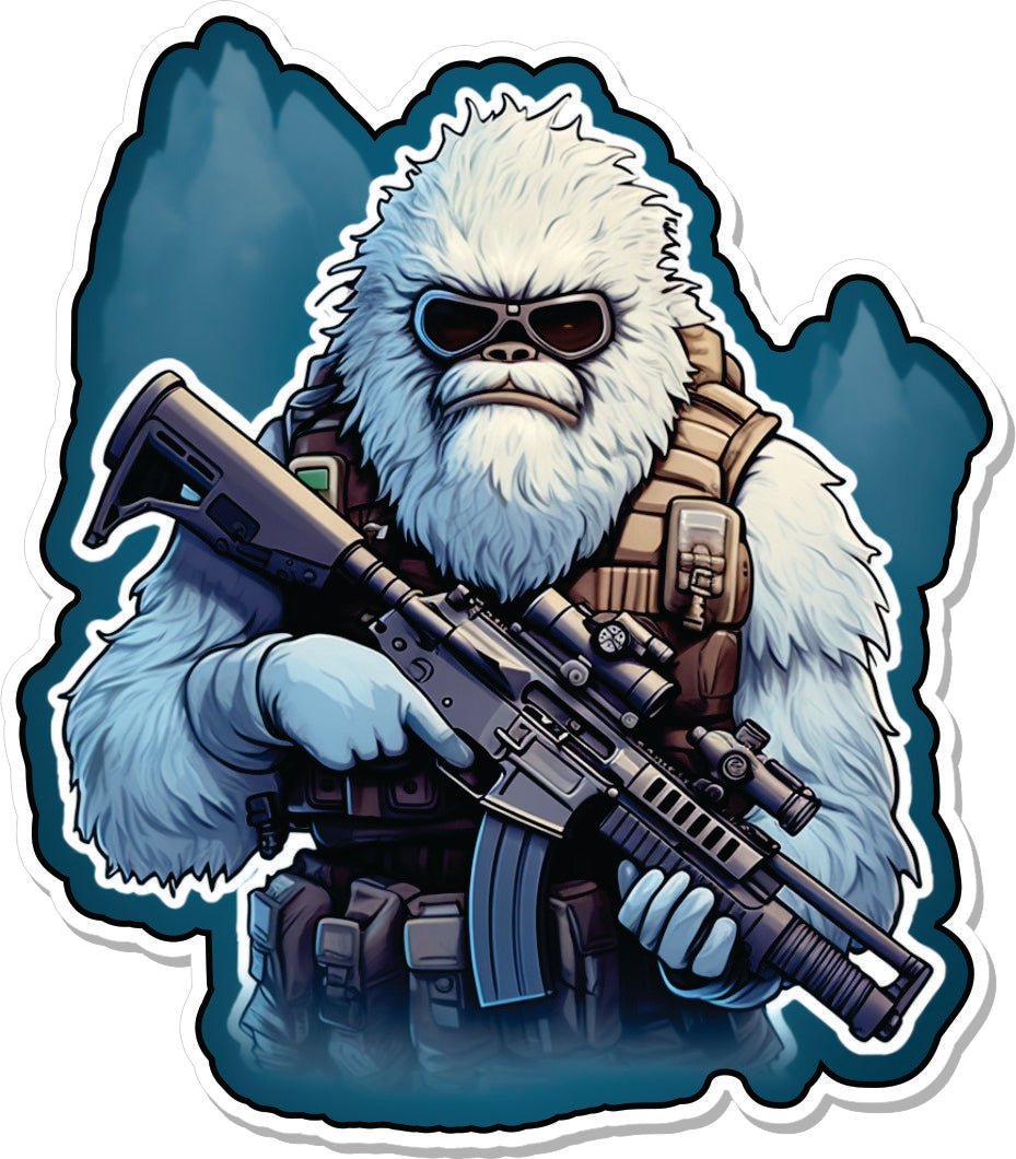 STICKER Abominable Snowman Tactical Yeti With AR-15 4