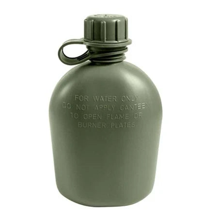 US GI Military Surplus 1 Quart Canteen - Olive Drab, Black and Tan