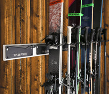 Load image into Gallery viewer, Wall Rack Holds Skis or Snowboard by Bindings, Yard Tools, Gear &amp; Equipment - Made in the USA
